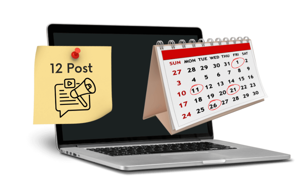 12 posts a month consistently with social media content management services by Brader Design